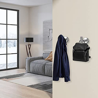 NearMoon Bath Towel Hooks- SUS 304 Stainless Steel Robe Hook Holder, Heavy Duty Coat Hook for Bathroom Livingroom Hotel Kitchen Garage, Wall Mounted- 4 Pack (Brushed Nickel) - color: Brushed Nickel, size: 4 Pack