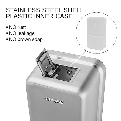 Wall Mounted Commercial Soap Dispenser Bathroom, Vertical Brushed | 1100ml 37oz Stainless Steel Liquid Hand Sanitizer Dispenser - color: Vertical Brushed