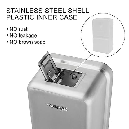 Wall Mounted Commercial Soap Dispenser Bathroom, Vertical Brushed | 1100ml 37oz Stainless Steel Liquid Hand Sanitizer Dispenser - color: Vertical Brushed