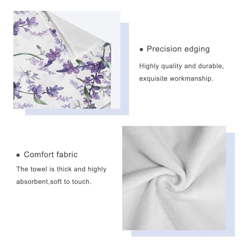 ALAZA Towel Bathroom Sets, Purple Violet Lavender Floral Flowers Towels 3-Piece 1 Bath Towel 1 Washcloth 1 Hand Towel, Bath Towel Set of 3 Soft Multifuntion for Home Kitchen Hotel Gym Swim Spa - color: Multi10