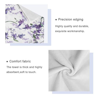 ALAZA Towel Bathroom Sets, Purple Violet Lavender Floral Flowers Towels 3-Piece 1 Bath Towel 1 Washcloth 1 Hand Towel, Bath Towel Set of 3 Soft Multifuntion for Home Kitchen Hotel Gym Swim Spa - color: Multi10