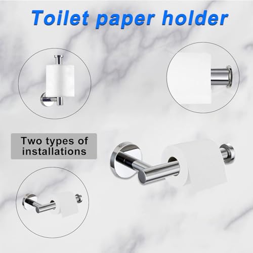 Cilee 10 Piece Chrome Bathroom Accessories Set, 24 inch Towel Bar Set | Polished Chrome Towel Bar Ring + Toilet Paper Holder + Robe Towel Hook, Stainless Steel Bathroon Hardware Set - color: B Chrome, size: 24inch