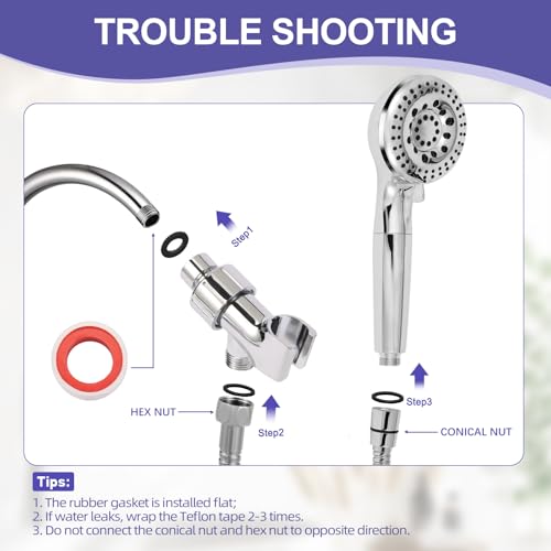 Filtered Shower Head with Handheld, Water Softener for Hard Water | High Pressure, 10 Spray Mode, long 59" Hose, Remove Chlorine, Reduce Dry Itchy Skin