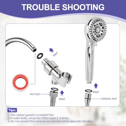 Filtered Shower Head with Handheld, Water Softener for Hard Water | High Pressure, 10 Spray Mode, long 59" Hose, Remove Chlorine, Reduce Dry Itchy Skin