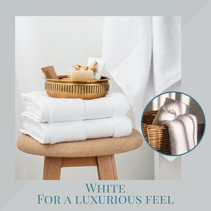 Luzia 8 Piece Bathroom Towel Set - 100% Turkish Cotton, Premium Quality - 2 Bath Towels 2 Hand Towels and 4 Washcloths (White) - color: White