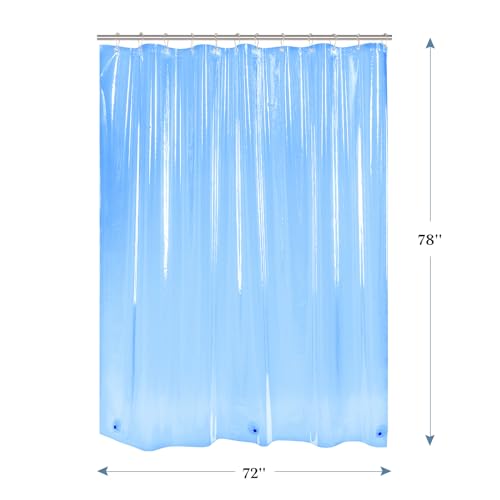 AmazerBath 72x78 Long Shower Curtain Liner, Clear Blue Plastic Shower Curtain Liners, Waterproof PEVA Shower Liner, Cute Lightweight Shower Curtains for Bathroom with 3 Magnets & Rustproof Grommets - color: Clear Atlantic, size: 72"W x 78"L (Pack of 1)