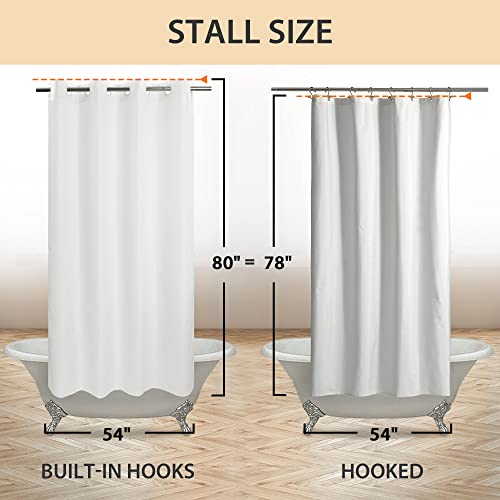 River Dream Stall Size Fabric Shower Curtain No Hooks or Liner Needed - Soft Shower Stall Curtain 54" x 78" Hotel Grade, Waterproof & Machine Washable, White, 54x80 - color: White, size: 54"W x 80"L (Pack of 1)