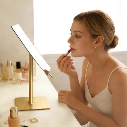 Bronze Table Standing Rectangular Vanity Makeup Mirror with 3X Magnification, Highly Adjustable, Crafted from 304 Stainless Steel, for Hotel Bathroom - color: Bronze