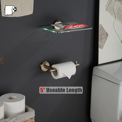 JQK Champagne Bronze Toilet Paper Holder, 5 Inch Tissue Paper Dispenser for Bathroom, 304 Stainless Steel Thick 0.8mm Wall Mount, TPH100-CB - color: Champagne Bronze, size: Bar