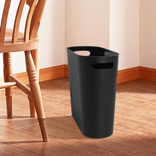 2 Pack 3.2 Gallon Plastic Trash Cans for Bathroom, Small Waste Bins with Handles, Compact Garbage Containers for Narrow Spaces, Recycle Wastebaskets for Office, Kitchen, Bedroom, Living Room (black) - color: black