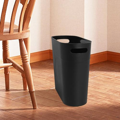 2 Pack 3.2 Gallon Plastic Trash Cans for Bathroom, Small Waste Bins with Handles, Compact Garbage Containers for Narrow Spaces, Recycle Wastebaskets for Office, Kitchen, Bedroom, Living Room (black) - color: black
