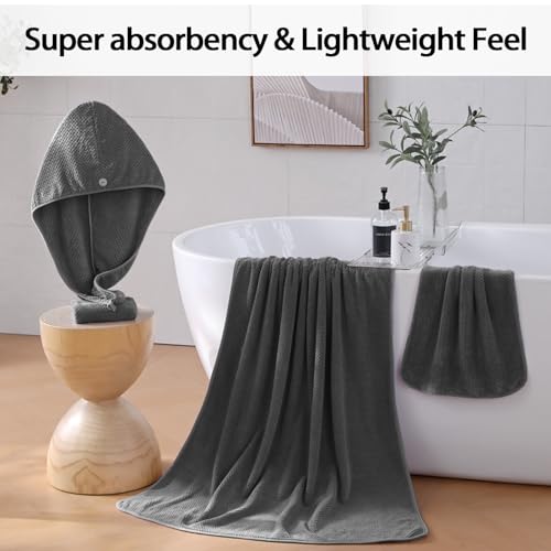 Bath Towel Set of 8,Large Bath Sheets 35"x70"-Charcoal Gray | Super Soft Microfiber, Lint Free & Quick Dry Towels for Bathroom,Gym,Hotel–2 Bath,2 Hair,2 Hand,2 Washcloths - color: Charcoal Gray, size: 8Piece Towel Set