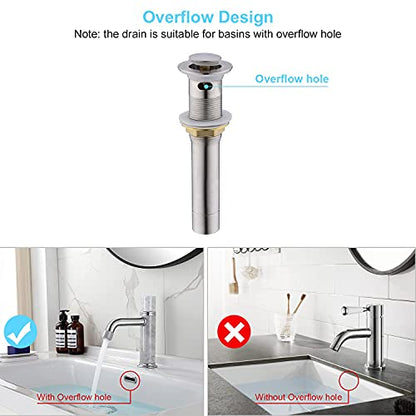 CREA Bathroom Sink Drain, Bathroom Sink Stopper with Drain Hair Catcher Pop Up Drain 1 1/2" for Bathroom Vanity Kitchen Sink with Overflow, Brushed Nickel - color: Brushed Nickel