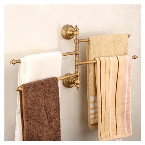 ZHOUXIAO All Brass Swing Out Towel Bar Holder Wall-Mounted/Gold Swivel Towel Rack Hanger Organizer for Bathroom,Kitchen,Brushed Towel Bar Folding Arm Swivel Hanger Bathroom S A