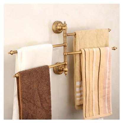ZHOUXIAO All Brass Swing Out Towel Bar Holder Wall-Mounted/Gold Swivel Towel Rack Hanger Organizer for Bathroom,Kitchen,Brushed Towel Bar Folding Arm Swivel Hanger Bathroom S A