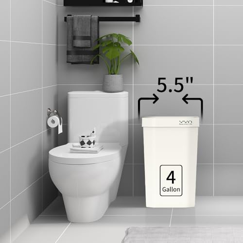 4 Gallon, Small Slim Garbage Can, Open Top Trash Can for Bathroom, Kitchen, Office, Bedroom, Living Room (White) - color: White
