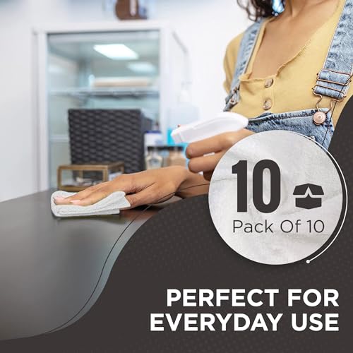 100% Cotton Washcloths 12x12 in, Absorbent, White (10 Pack)