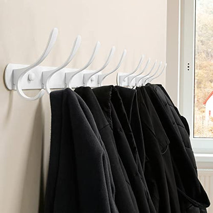 SKOLOO Coat Rack Wall Mount White- Modern, Metal Wall Coat Rack with 5 Hooks, Sturdy Wall Mounted Coat Hooks for Hanging Coat, Jacket, Clothes, Hats - color: White