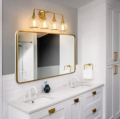 Gold Bathroom Vanity Light 4-Light Bathroom Vanity Light Fixtures Over Mirror with Clear Glass Shade 30.7 inch Wall Sconce Lighting Bath(Exclude E26 Bulb) - color: Gold, size: 4 Light