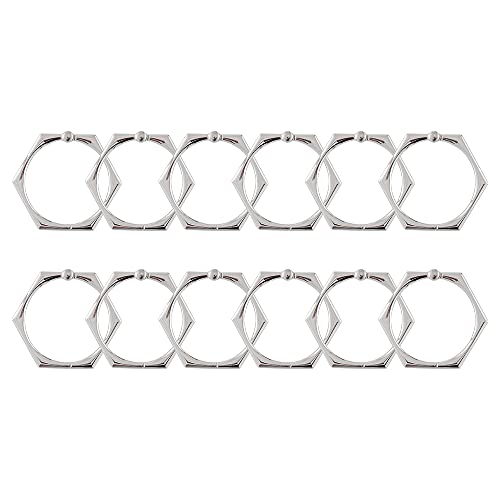 Shower Rings, Shower Curtain Rings for Bathroom, Rustproof Zinc Shower Curtain Hooks Rings, Set of 12 (Chrome) - color: Chrome