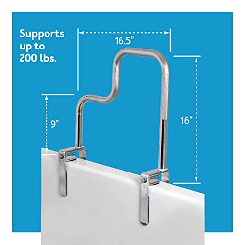 Carex Tri-Grip Bathtub Handle Grab Bar with Chrome Finish, Bathtub Grab Bar for Seniors and Handicap, Detachable Toilet Safety Frame with Handles for Assistance in Getting In and Out of Tub - style: Tri-Grip