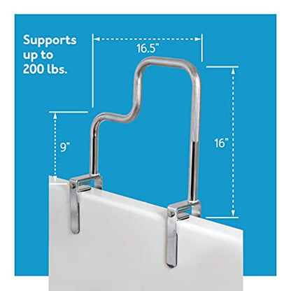 Carex Tri-Grip Bathtub Handle Grab Bar with Chrome Finish, Bathtub Grab Bar for Seniors and Handicap, Detachable Toilet Safety Frame with Handles for Assistance in Getting In and Out of Tub - style: Tri-Grip