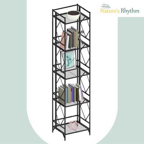 Nature's Rhythm 5-Tier Metal Storage Rack, Adjustable Garage Shelving Metal Shelving Unit(12.84 x 11.27 x 57.52inch, Black) - size: 5-Tier