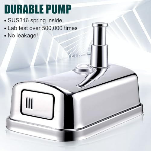 4 Pcs Commercial Soap Dispenser Wall Mount Set 17 Fl oz Stainless Steel Manual Liquid Pump Rust Proof Leak Free Liquid Sanitizer Dispenser for Bathrooms Kitchens