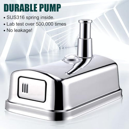 4 Pcs Commercial Soap Dispenser Wall Mount Set 17 Fl oz Stainless Steel Manual Liquid Pump Rust Proof Leak Free Liquid Sanitizer Dispenser for Bathrooms Kitchens