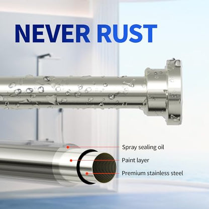 Mcrbeay Shower Curtain Rod, 1" Diameter Heavy Duty Tension Shower Rod, Non Slip Adjustable 28-102 inch No Drill Shower Curtain Rods Spring Tension For Bathroom, Shower Stall, No Rust, Brushed Nickel - color: Brushed Nickel, size: 28-102 Inches