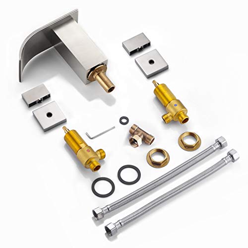 Waterfall Widespread Bathroom Faucet Brushed Nickel, 3 Hole 8 Inch Vanity Faucet sumerain - color: Brushed Nickel