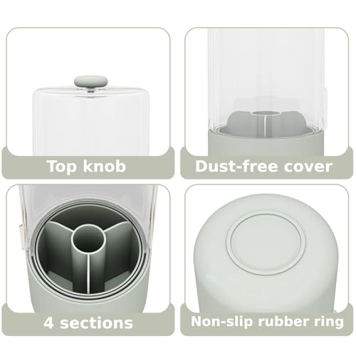 YOOLENS Toothbrush Holder with Cover 360 Rotating 4 Compartments Bathroom Toothpaste Electric Toothbrush Organizer, Light Green - color: Light Green