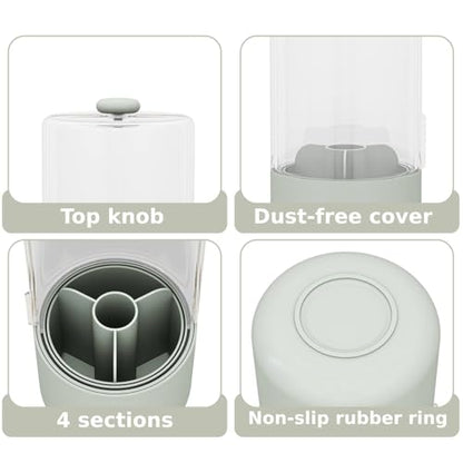 YOOLENS Toothbrush Holder with Cover 360 Rotating 4 Compartments Bathroom Toothpaste Electric Toothbrush Organizer, Light Green - color: Light Green