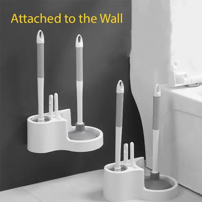 Toilet Plunger Bowl Brush 4 in 1 Combo with Holder Keep Your Bathroom Spotless and hygienic with Our Toilet Bowl Brush (Set of 1) Number of Item 4