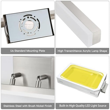 48 inch LED Modern Bathroom Vanity Lighting Fixtures Over Mirror, Brushed Nickel Adjustable Makeup Vanity Light Bar Dimmable 46W 5000K Cool White - color: Nickel-48 Inch 5000k