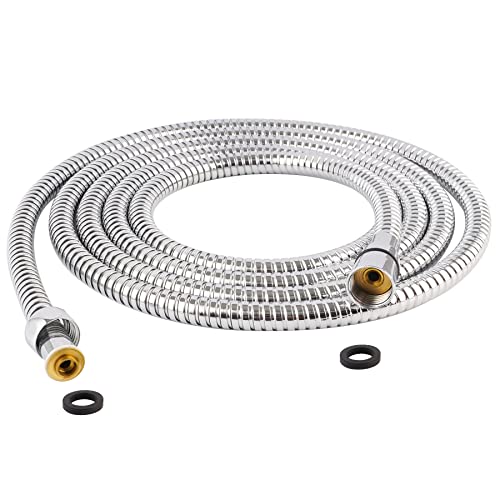 Hibbent All Metal Shower Hose, 119 Inch Stainless Steel Extra Long Shower Hose Replacement, Brass Insert & Nut, Anti-Twist Handheld Shower Head Hose Extension, Flexible Shower Hose Attachment, Chrome - color: Chrome, size: 119 Inch