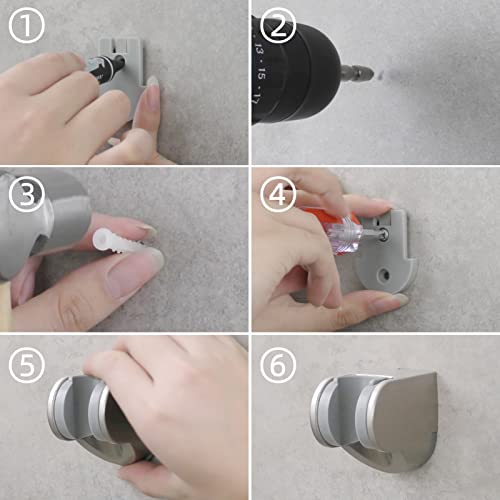 Adjustable Handheld Shower Head Bracket ABS Bathroom Hose Shower Wand Holder Wall Mount, Brushed Nickel, ST01NA - style: Brushed Nickel