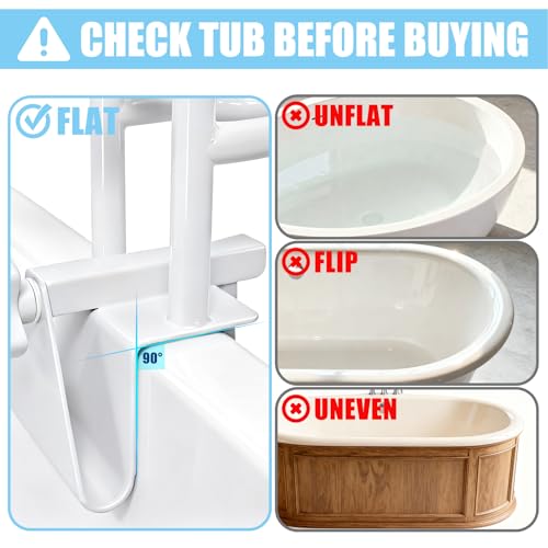 Adjustable Bathtub Safety Rail & Shower Grab Bar for Elderly | No-Drill Shower Handle Grab Bar, Secure Locking Tub Clamp Fits 3 to 7 Inch Tub Walls, Supports 330 lbs