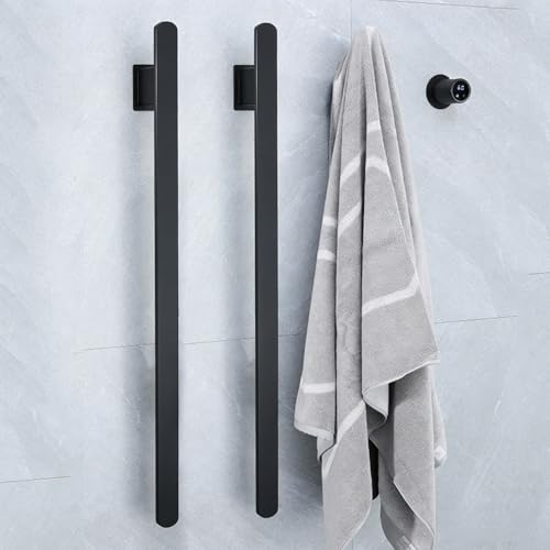 Bathroom Heated Towel Rack, Black Towel Warmer, 3 Bars, 110V | Smart Touch Control, Wall Mounted, Concealed Hardwired, Stainless Steel, Dry Towels in Modern Bathrooms, Space-Saving Design - color: Black-3 Bars