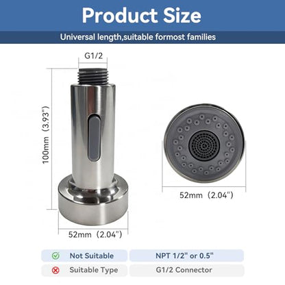Kitchen Faucet Head Replacement with 2 Modes, Pull Down Spray Head for Kitchen Faucet, Kitchen Sink Sprayer Replacement Compatible with Moen, American Standard, Kohler Faucets - color: Brushed-2