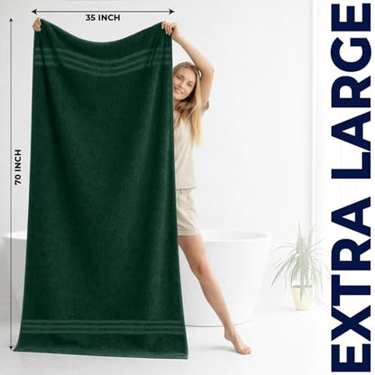 DAN River 2 Pack Bath Sheets Extra Large 35x70, Large Bath Towels for Adults, XL Oversized Heavy Duty Towel Set, 600 GSM 100% Ring Spun Cotton, Soft Quick Dry, Huntergreen - color: Huntergreen, size: Bath Sheet 35x70" (PK 2)