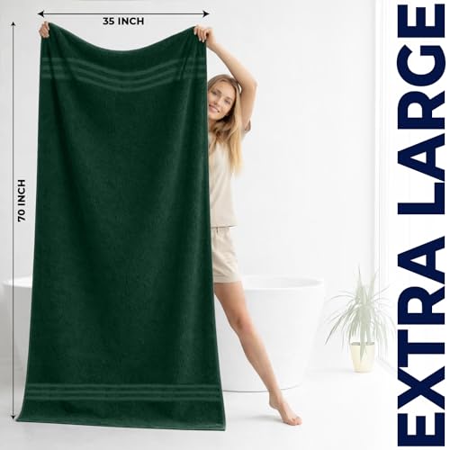 DAN River 2 Pack Bath Sheets Extra Large 35x70, Large Bath Towels for Adults, XL Oversized Heavy Duty Towel Set, 600 GSM 100% Ring Spun Cotton, Soft Quick Dry, Huntergreen - color: Huntergreen, size: Bath Sheet 35x70" (PK 2)
