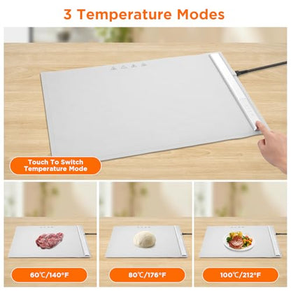 Portable Food Warmers,Electric Warming Tray Hot Tray Heating Mat Food Warmer Heating Pad Keep Foods Warming for Gatherings,Parties, Auto Shut-Off - color: Gray