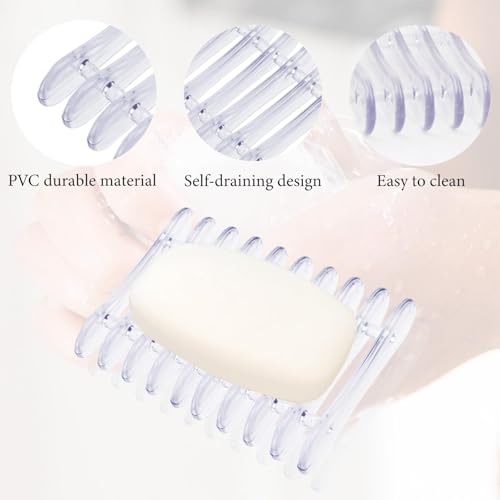 2 Pcs Plastic Bar Soap Holder Soap Tray Non-Slip Soap Saver Self Draining Soap Dish for Bar Soap Clear Soap Dryer for Shower Bathroom Kitchen Restaurant Counter - color: Clear