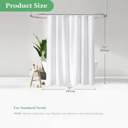 Waffle Shower Curtain 256 GSM Heavy Duty Fabric 72"x72" White | Thick Textured Cloth, Weighted Hem, Water Repellent Washable, Hotel Luxury Polyester Shower Curtain Set for Bathroom 12 Hooks - color: A. White, size: 72"W x 72"L (Pack of 1)