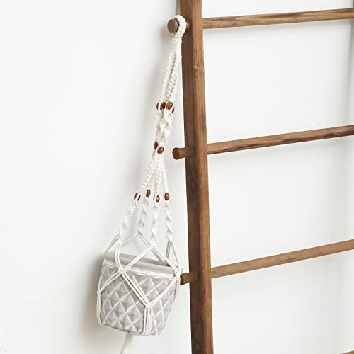 Blanket Ladder, 57in Wood Rustic Decotative Ladder with Bottom Shelf | bottom shelf, towel quilt display holder, organize blanket, leaning wall, living room and bathroom use