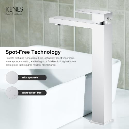 Chrome Vessel Sink Faucet 1 Handle, Tall Bathroom Sink Faucet 1 Hole | Vessel Bowl Faucet with Pop Up Drain & Supply Lines, Lead-Free cUPC & NSF Certified, 1 Hole Faucet for Vanity RV Restroom - color: Chrome, size: Tall