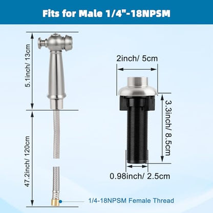 Universal Kitchen Sink Sprayer with Hose/Holder/Adapters, Brushed Nickel | Sink Faucet Sprayer Attachment Compatible with Moen/Delta, Side Sprayer Head with Quick Connector, NSF/ANSI/CAN 372 Certified - color: Brushed Nickel Finished, style: One-Thumb Pre