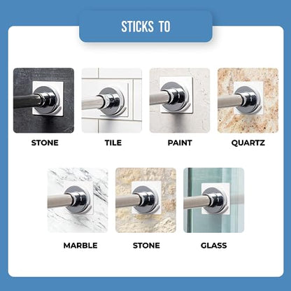 XL Adhesive Shower Rod Holder | Heavy Duty Tension Rod Holder | Heat Resistant, Waterproof, Shower Curtain Rod Holders No Drilling | Tension Rod Support | White | 2 Pack | Rod Not Included | - color: White, size: XL