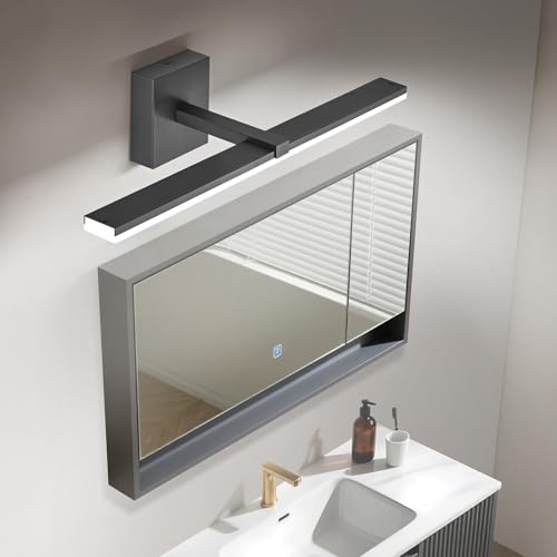 Black Bathroom Vanity Lights- 24inch Modern LED Bathroom Light Fixtures Dimmable Vanity Light Acrylic Bath Room Lighting Fixture Over Mirror - color: Black- Dimmable, size: 24-inch